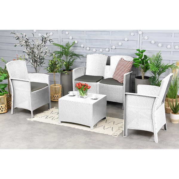 Marlow Home Co 4 Sitzer Lounge Set Urano Aus Polyrattan Mit Polster